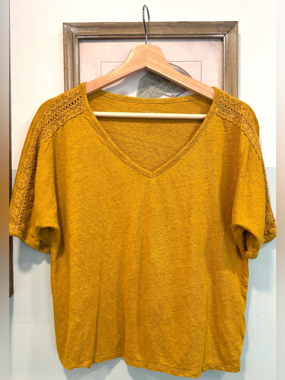 Garnet Hill Mustard Abilene Organic-Linen Tee